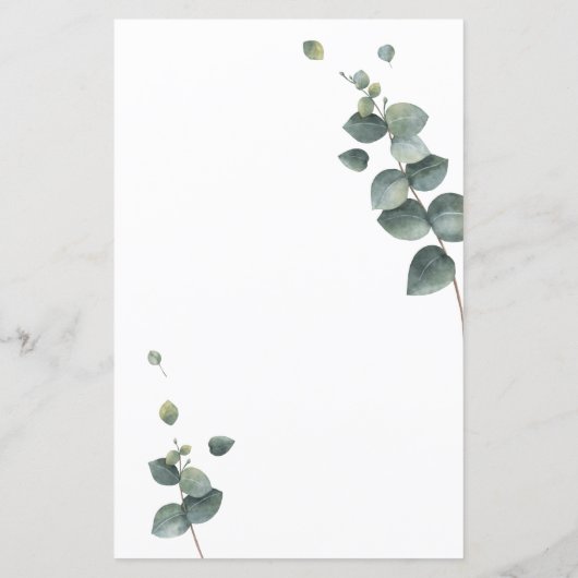 Greenery Eucalyptus Wedding Dinner Menu (Rückseite)