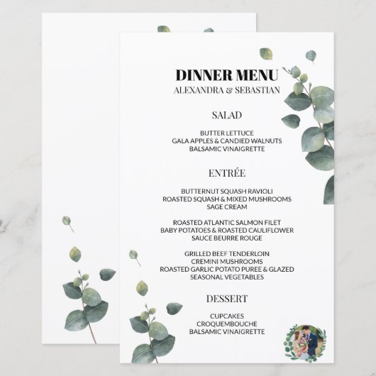 Greenery Eucalyptus Wedding Dinner Menu (Vorne/Hinten)