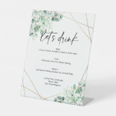 Greenery Eucalyptus Wedding Drinks Bar Menu Sockelschild (Vorderseite)