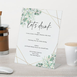 Greenery Eucalyptus Wedding Drinks Bar Menu Sockelschild