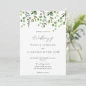 Greenery Eucalyptus Wedding Einladung (Stehend Vorderseite)