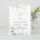 Greenery Eucalyptus Wedding Einladung (Stehend Vorderseite)