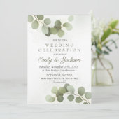 Greenery Eucalyptus Wedding Einladung (Stehend Vorderseite)