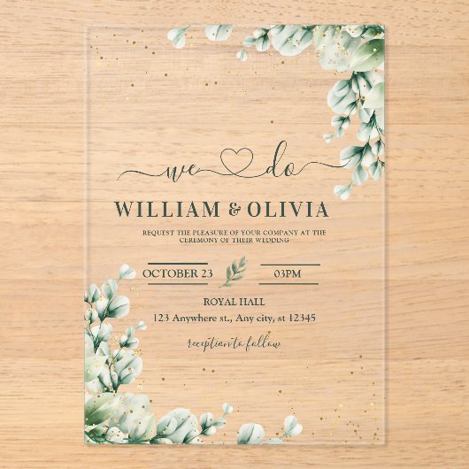 Greenery Eucalyptus Wedding Einladung Blumenhochze (Vorderseite)