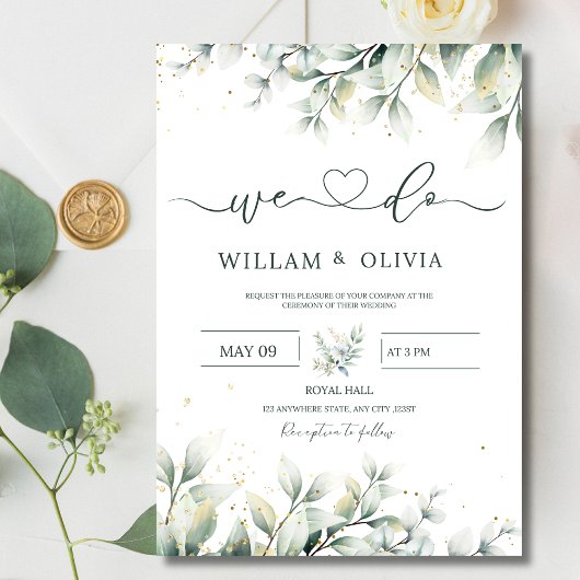 Greenery Eucalyptus Wedding Einladung Blumenhochze