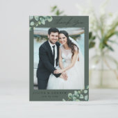 Greenery Eucalyptus wedding Foto Danke Karte (Stehend Vorderseite)