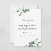 Greenery Eucalyptus wedding Foto Danke Karte (Rückseite)