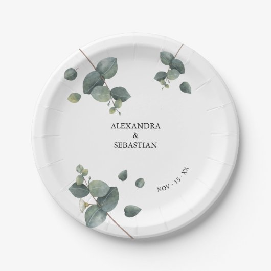 Greenery Eucalyptus Wedding Paper Plate Pappteller (Vorderseite)