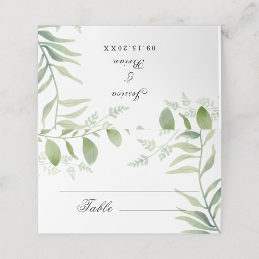 Greenery Eucalyptus Wedding Platzkarte (Außenseite Aufgefaltet)