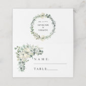 Greenery Eucalyptus Wedding Platzkarte (Außenseite Aufgefaltet)