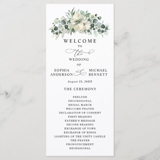 Greenery Eucalyptus Wedding Programm (Vorderseite)