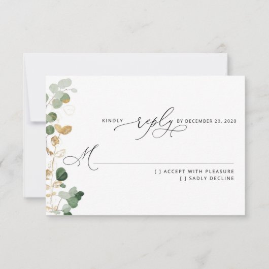 Greenery eucalyptus wedding RSVP Karte (Vorderseite)