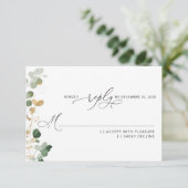 Greenery eucalyptus wedding RSVP Karte (Stehend Vorderseite)