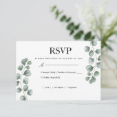 Greenery Eucalyptus Wedding RSVP Karte (Stehend Vorderseite)
