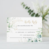 Greenery Eucalyptus Wedding RSVP Karte (Stehend Vorderseite)
