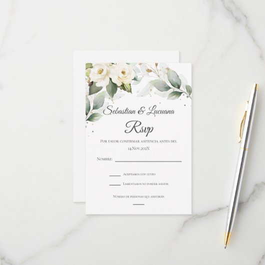 Greenery Eucalyptus Wedding RSVP-Karte RSVP Karte (Vorderseite/Rückseite Beispiel)