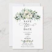 Greenery Eucalyptus Wedding Save The Date  Einladung (Vorderseite)