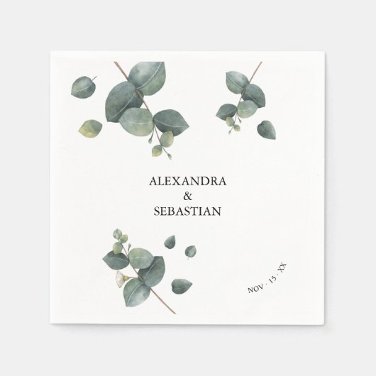 Greenery Eucalyptus Wedding Serviette (Vorderseite)