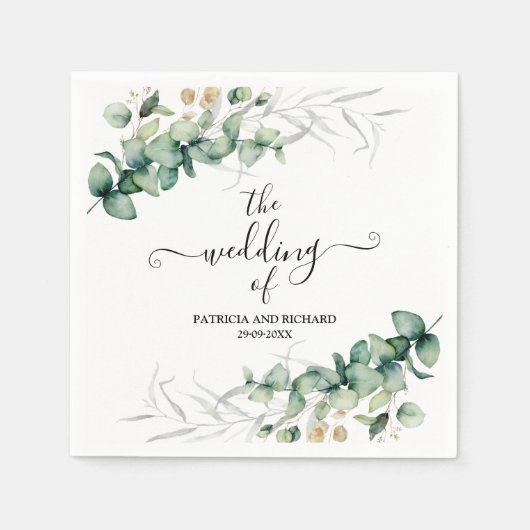 Greenery Eucalyptus Wedding Serviette (Vorderseite)