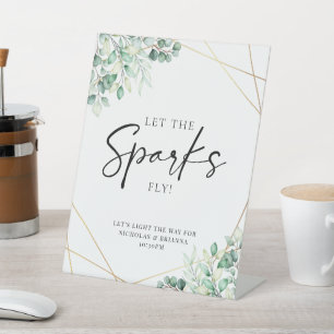 Greenery Eucalyptus Wedding Sparkler Absenden Sockelschild