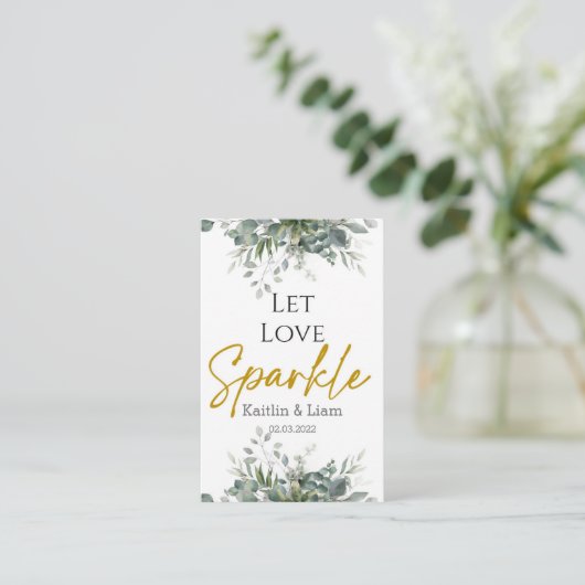 Greenery Eucalyptus Wedding Sparkler Tag (Stehend Vorderseite)