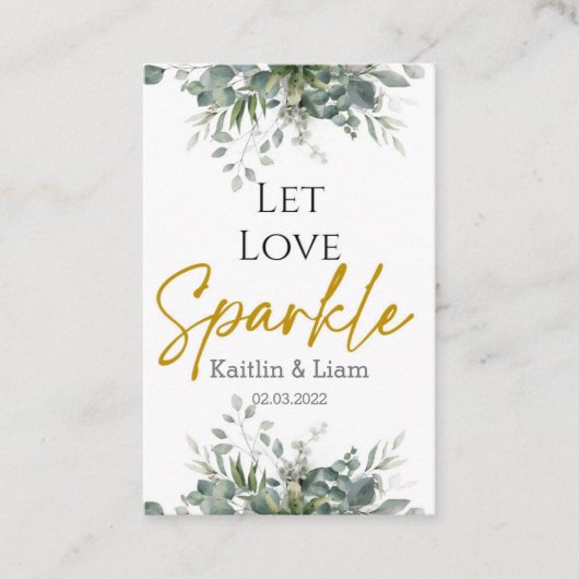 Greenery Eucalyptus Wedding Sparkler Tag (Vorderseite)