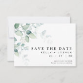 Greenery Eucalyptus Wedding speichert die Datumska Einladung (Vorderseite)
