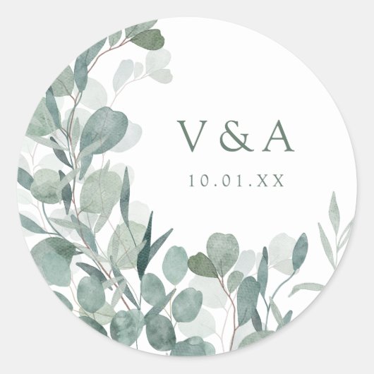 Greenery Eucalyptus Wedding Sticker (Vorderseite)