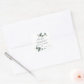 Greenery Eucalyptus Wedding Vielen Dank Quadratischer Aufkleber (Umschlag)