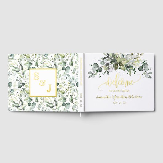 Greenery Eucalyptus Welcome Wedding Foil Gästebuch (Voll)