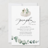 Greenery Eucalyptus White Pumpkin Boho Baby Shower Einladung (Vorderseite)