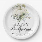 Greenery Eucalyptus White Pumpkin Erntedank Pappteller (Vorderseite)