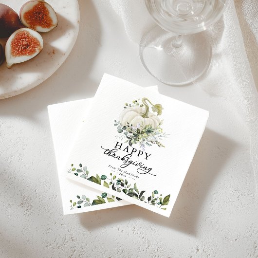 Greenery Eucalyptus White Pumpkin Erntedank Serviette