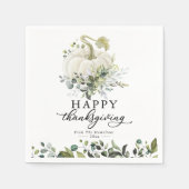 Greenery Eucalyptus White Pumpkin Erntedank Serviette (Vorderseite)