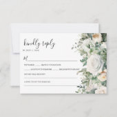 Greenery Eucalyptus White Rose Elegant Wedding RSVP Karte (Vorderseite)