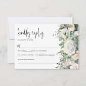Greenery Eucalyptus White Rose Elegant Wedding RSVP Karte (Vorderseite)