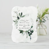 Greenery Eucalyptus wird meine Bridesmaid sein Einladung (Stehend Vorderseite)