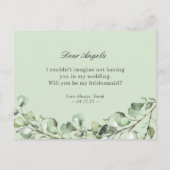 Greenery Eucalyptus wird meine Bridesmaid sein Einladungspostkarte (Rückseite)
