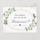 Greenery Eucalyptus wird meine Bridesmaid sein Einladungspostkarte (Vorderseite)
