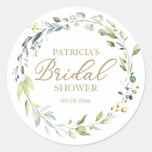 Greenery Eucalyptus Wreath Brautparty Favor Tag Runder Aufkleber