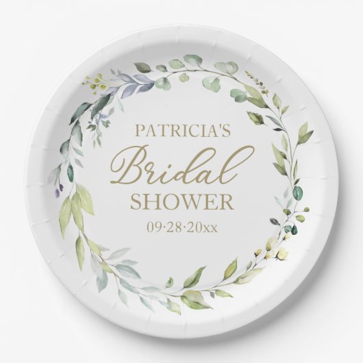Greenery Eucalyptus Wreath Brautparty Paper Pappteller (Vorderseite)