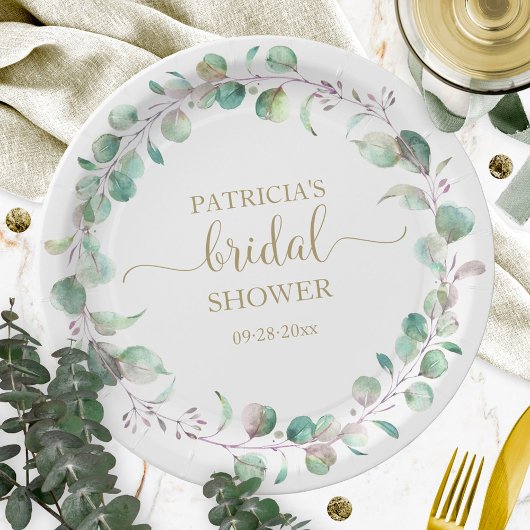 Greenery Eucalyptus Wreath Brautparty Pappteller