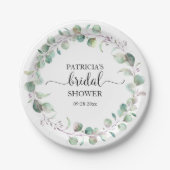 Greenery Eucalyptus Wreath Brautparty Pappteller (Vorderseite)