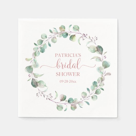 Greenery Eucalyptus Wreath Brautparty Serviette (Vorderseite)