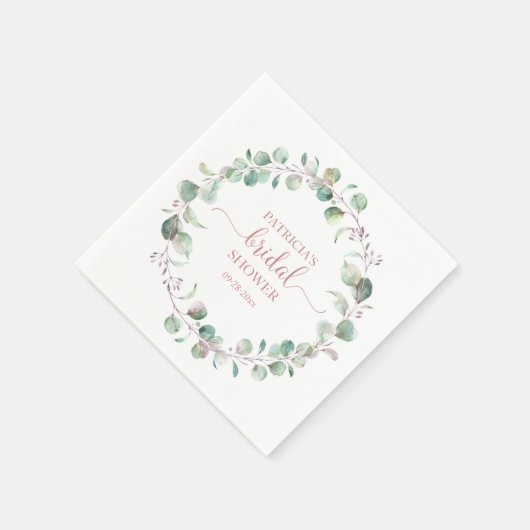 Greenery Eucalyptus Wreath Brautparty Serviette (Ecke)