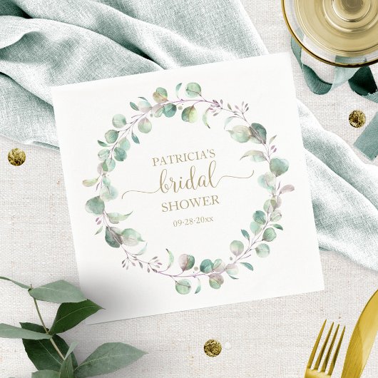 Greenery Eucalyptus Wreath Brautparty Serviette