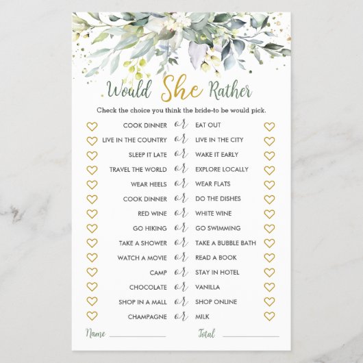 Greenery Eucalyptus würde sie eher Bridal Game Flyer (Vorne)