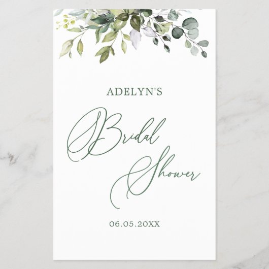 Greenery Eucalyptus würde sie eher Bridal Game Flyer (Hinten)