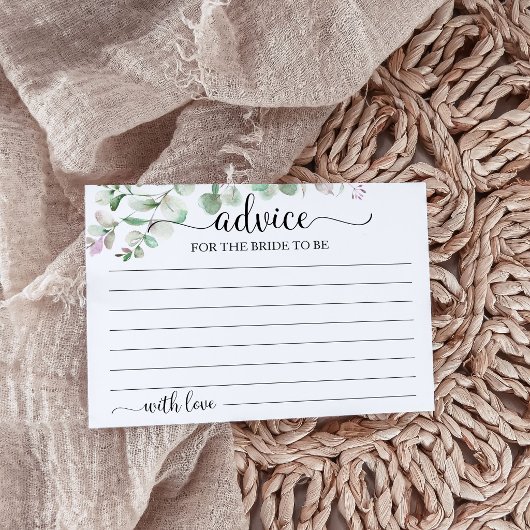 Greenery Eukalyptus Brautparty Advice Cards Postkarte