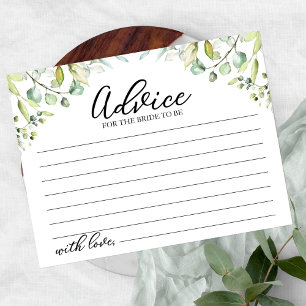 Greenery Eukalyptus Brautparty Advice Cards Postkarte